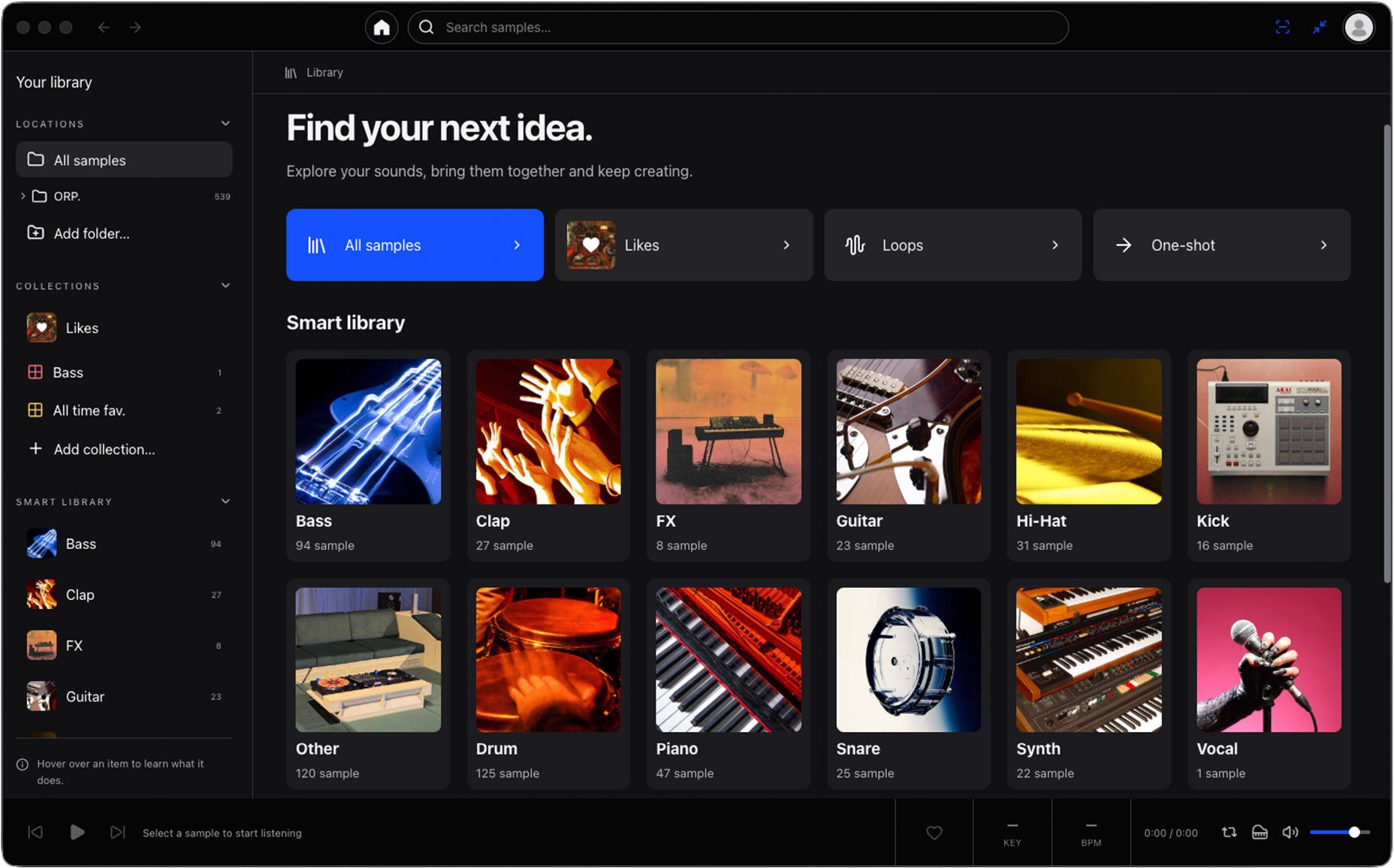 Explore. — Explore your own library through smart categories, collections and favorites.